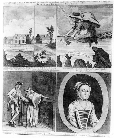 エリザベス・カニングの物語に関する風刺画「1753年のエリズ・カニングのドラフト」、1753年 作： English School